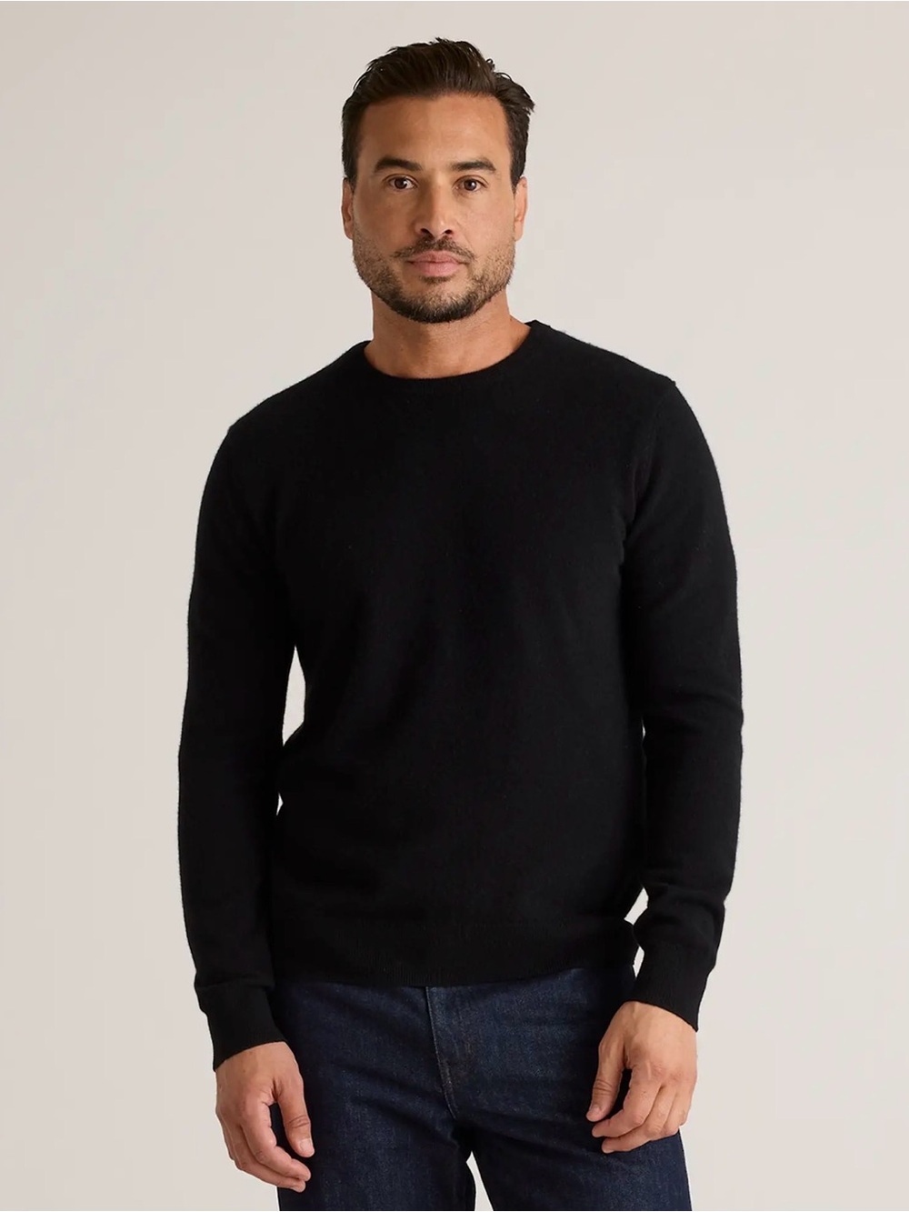 Quince Men's Black Mongolian Cashmere Crewneck Sweater
